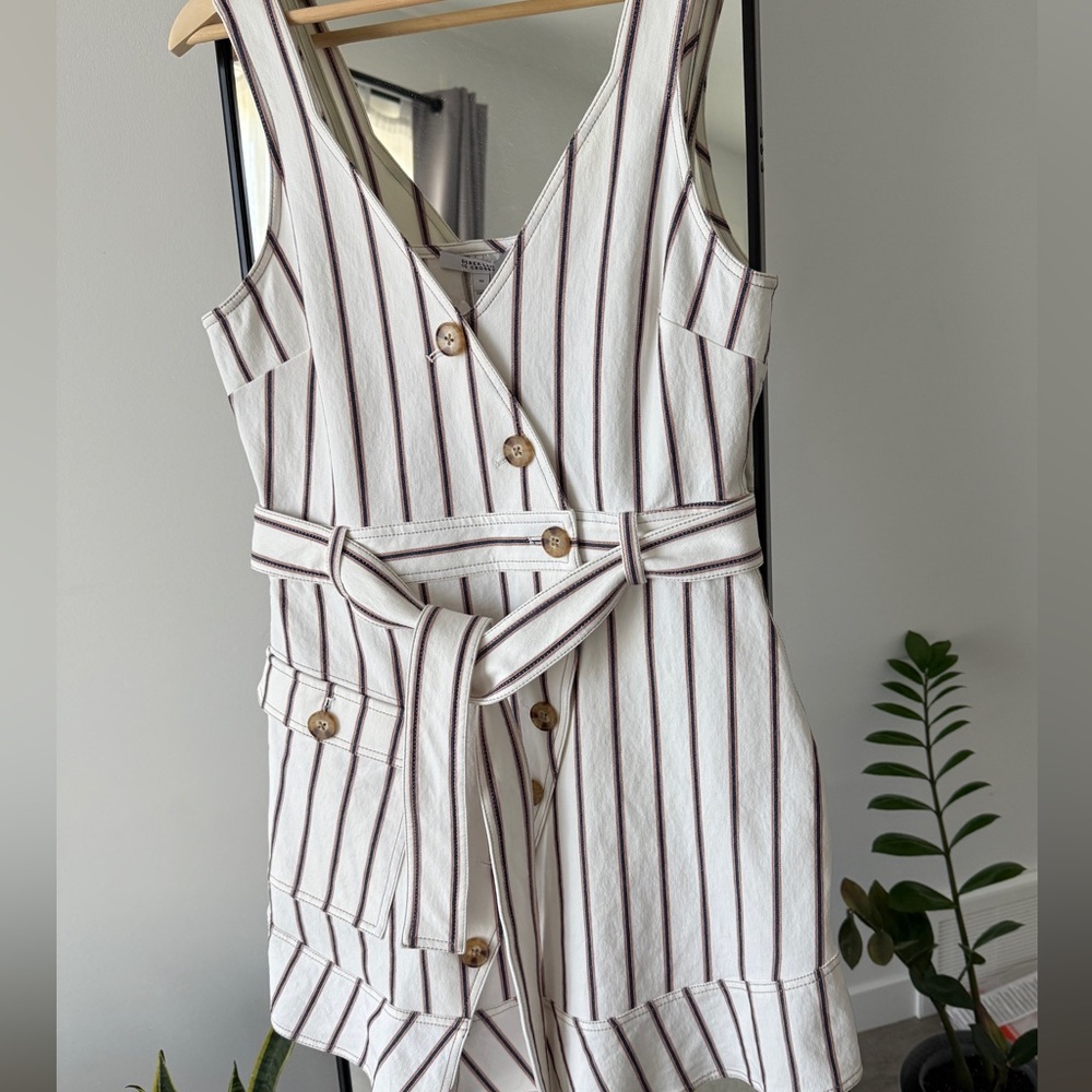 10 Crosby Derek Lam Cream and Brown Striped Dress